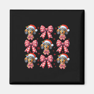 Schattigee Teckel Hond Red Plaid Coquette Bow Chri Magneet