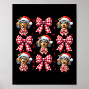 Schattigee Teckel Hond Red Plaid Coquette Bow Chri Poster