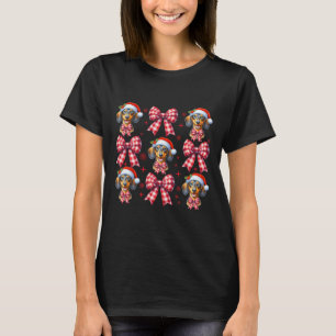 Schattigee Teckel Hond Red Plaid Coquette Bow Chri T-shirt