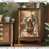 Schattigee teckel hond, Woodland, bladeren CF9 dec Tissuepapier