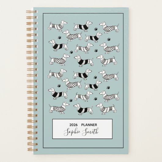 Schattigee Teckel honden, Blauw 2025 Planner (Voorkant)