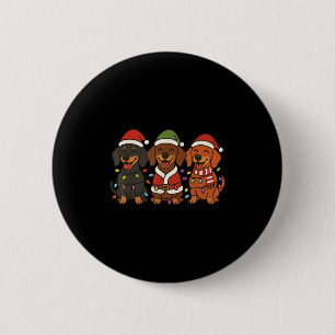 Schattigee Teckel Honden Kerstverlichting Santa Ho Ronde Button 5,7 Cm
