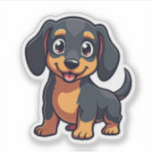 Schattigee Teckel, Kawaii Adventure, Klein Sticker (Voorkant)