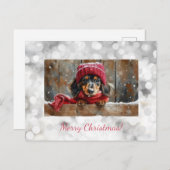 Schattigee Teckel Kerst Briefkaart (Voorkant / Achterkant)