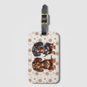 Schattigee teckel vrienden bagagelabel (Voorkant (verticaal))