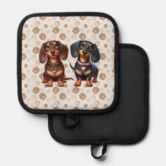 Schattigee teckel vrienden pannenlap (Voorkant / Achterkant)