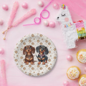 Schattigee teckel vrienden papieren bordje (Feest)