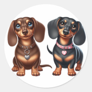 Schattigee teckel vrienden ronde sticker
