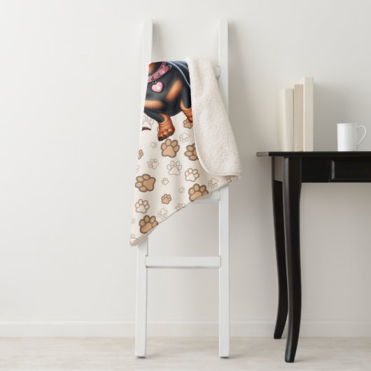 Schattigee teckel vrienden sherpa deken (In situ)