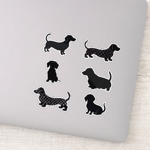 Schattigee Teckels Sausage Dog Silhouette Uitsnede Sticker
