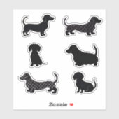 Schattigee Teckels Sausage Dog Silhouette Uitsnede Sticker (Vel)