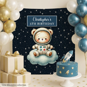Schattigee Teddy Astronaut Party Achtergrond voor Wandkleed