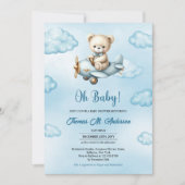 Schattigee Teddy Bear Aviator Boy baby shower Kaart (Voorkant)