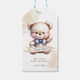 Schattigee Teddy Bear Baby shower Waterverf Cadeaulabel
