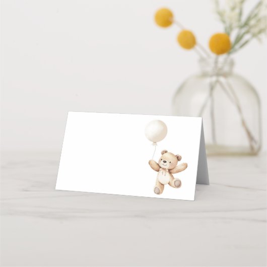 Schattigee Teddy Bear Ballon Food Tent Place Card (Achterkant)