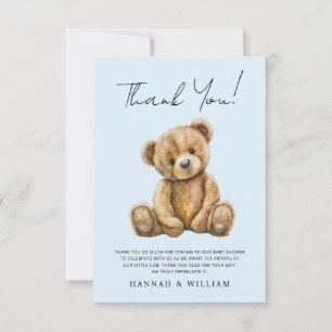 Schattigee Teddy Bear Blue Baby Boy Baby shower Bedankkaart
