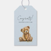 Schattigee Teddy Bear Blue Baby Boy Baby shower Cadeaulabel (Voorkant)