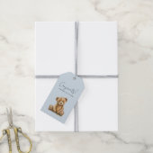 Schattigee Teddy Bear Blue Baby Boy Baby shower Cadeaulabel (Met Touw)
