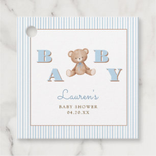 Schattigee Teddy Bear Blue Baby Boy Shower Bedankjes Labels