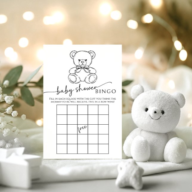 Schattigee Teddy Bear Bow Baby Boy Shower Bingo Ga (Creator heeft geüpload)