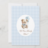 Schattigee Teddy Bear Bow Balloon Baby Boy Shower Kaart (Achterkant)