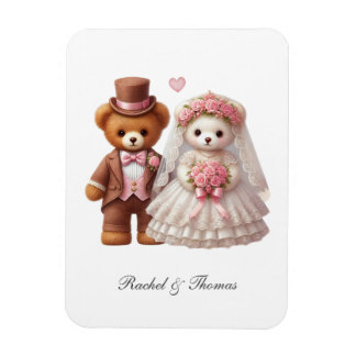 Schattigee Teddy Bear bruid en bruidegom bruiloft Magneet