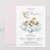 Schattigee Teddy Bear Cloud Moon Baby shower Kaart (Voorkant / Achterkant)