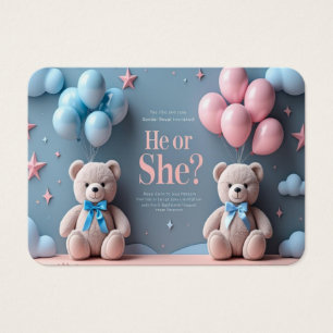 Schattigee Teddy Bear Geslacht Reveal Uitnodiging Visitekaartje