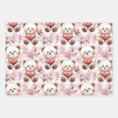 Schattigee Teddy Bear Valentijn's Day Hearts Patte Inpakpapier Vel (Voorkant)