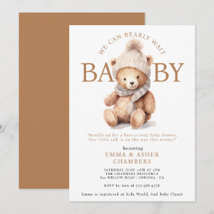 Schattigee Teddy Bear Winter Baby shower Kaart
