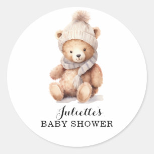 Schattigee Teddy Bear Winter Baby shower Ronde Sticker