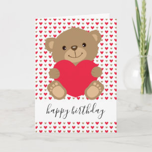Schattigee Teddy met Hart Gepersonaliseerde Baby V Kaart