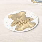 Schattigee Teddybeer aangepaste tekst Ronde Kartonnen Onderzetter (Gebogen)