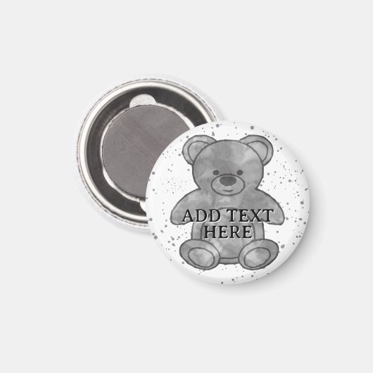 Schattigee Teddybeer aangepaste tekst zwart en wit Magneet (Voorkant / Achterkant)
