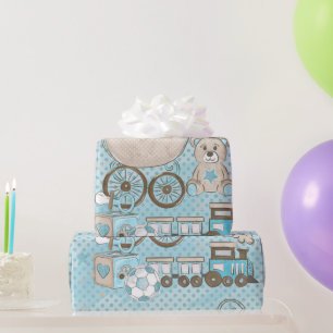 Schattigee teddybeer baby boy douche blauw cadeaupapier