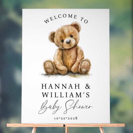 Schattigee teddybeer Baby shower acryl welkomstbor Acryl Bord (Neutraal)