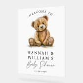 Schattigee teddybeer Baby shower acryl welkomstbor Acryl Bord (Hoek)