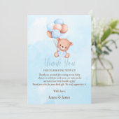 Schattigee Teddybeer Baby shower Dank u kaart (Staand voorkant)