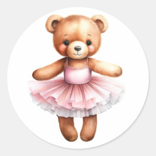Schattigee teddybeer ballerina dansballet ronde sticker