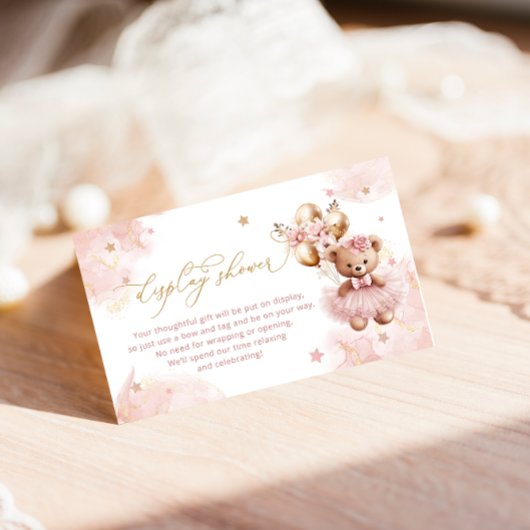 Schattigee teddybeer ballonnen display douche informatiekaartje