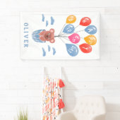 Schattigee teddybeer ballonnen jongen verjaardagsf spandoek (Insitu)