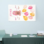Schattigee teddybeer ballonnen meisje verjaardagsf spandoek (Beurs)