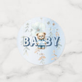 Schattigee teddybeer blauw bloemig mooi feest confetti (Kleine voorkant)