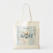 Schattigee teddybeer blauw bloemig mooi tote bag (Voorkant)