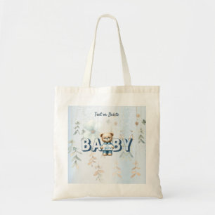 Schattigee teddybeer blauw bloemig mooi tote bag
