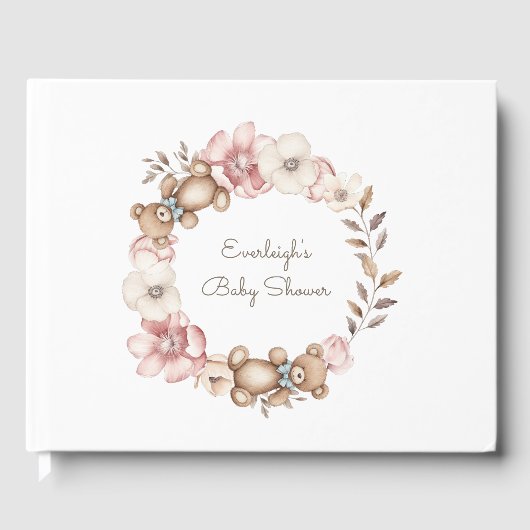 Schattigee teddybeer bloemenkrans gastenboek (Voorkant)