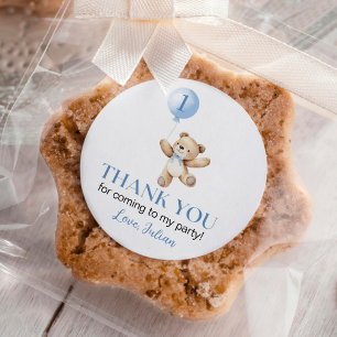 Schattigee teddybeer Blue Balloon Beary eerste ver Ronde Sticker