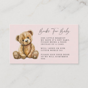 Schattigee teddybeer Blush roze meisje Baby shower Informatiekaartje