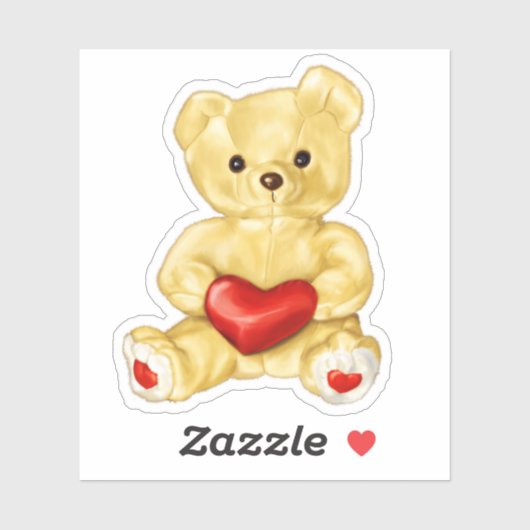 Schattigee teddybeer die hart vasthoudt - Schattig Sticker (Vel)