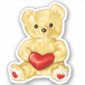 Schattigee teddybeer die hart vasthoudt - Schattig Sticker (Voorkant)